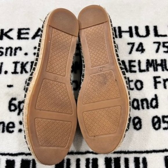 Tory Burch Women's Espadrille Flats Poppy Logo Black Canvas Slip-On Shoes Size 7 - Picture 5 of 7